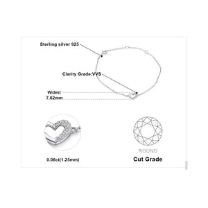Heart Cubic Zirconia Bracelet 925 Sterling Silver - Gaiafame