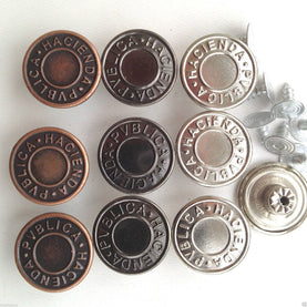 6pcs 17mm Antique Silver Jeans Denim Buttons Hammer Press on