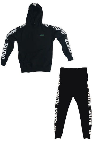 black and white jogging suit