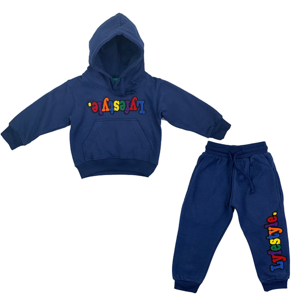 navy blue sweat suit