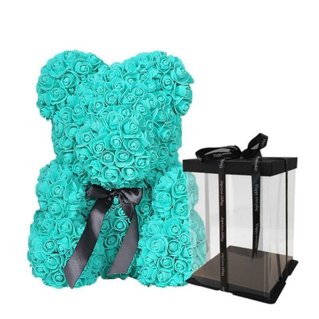 teal rose bear