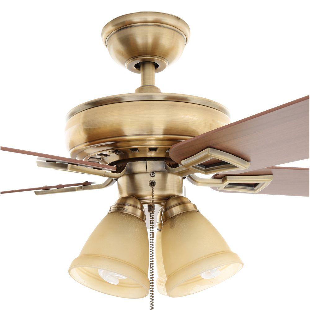 Hampton Bay Ceiling Fans Lyndhurst 52 In Indoor Antique Brass Ceiling Fan