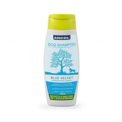 Ancol Blue Velvet Dog Shampoo for White and Light Coats 200ml 0