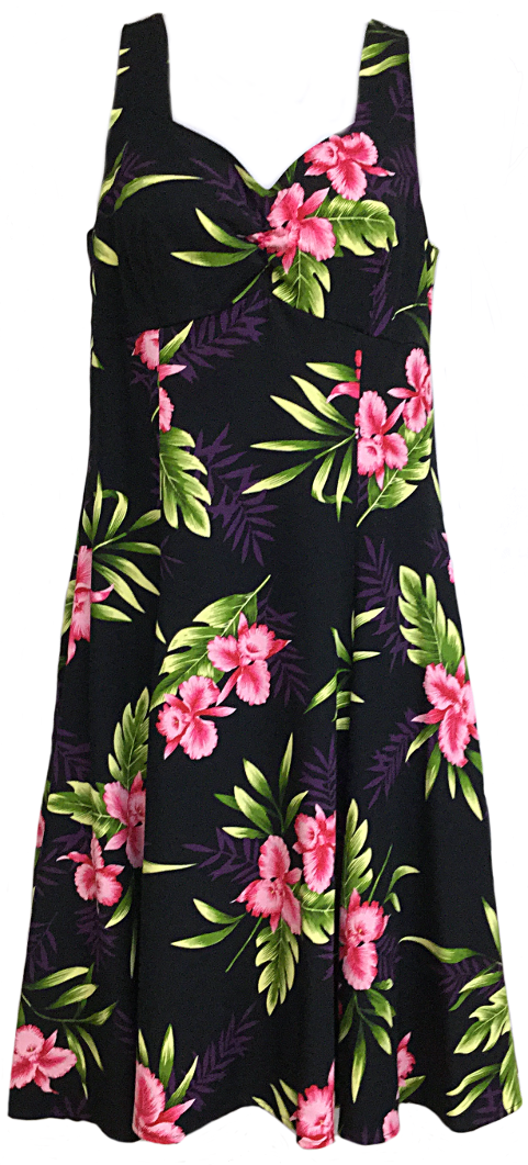 Two Palms H-Strap Dress Orchid Fern Black – Two Palms Aloha Wear ...