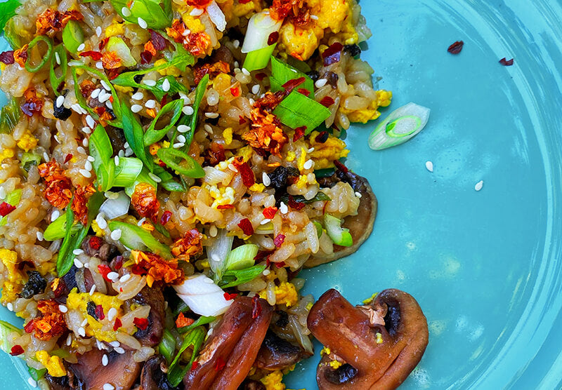 Mushroom Fried Rice with Aged Tea