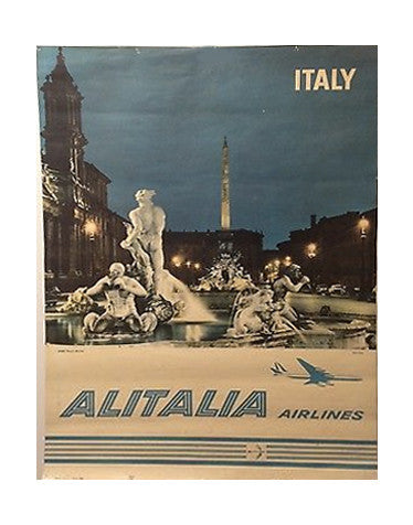 Vintage Airline Poster - Alitalia/Piazza Navona