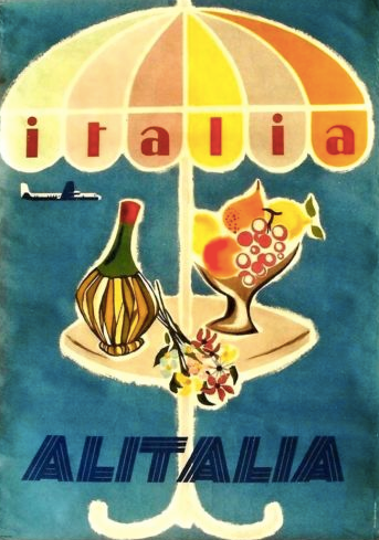 Vintage Airline Poster - Alitalia 1955