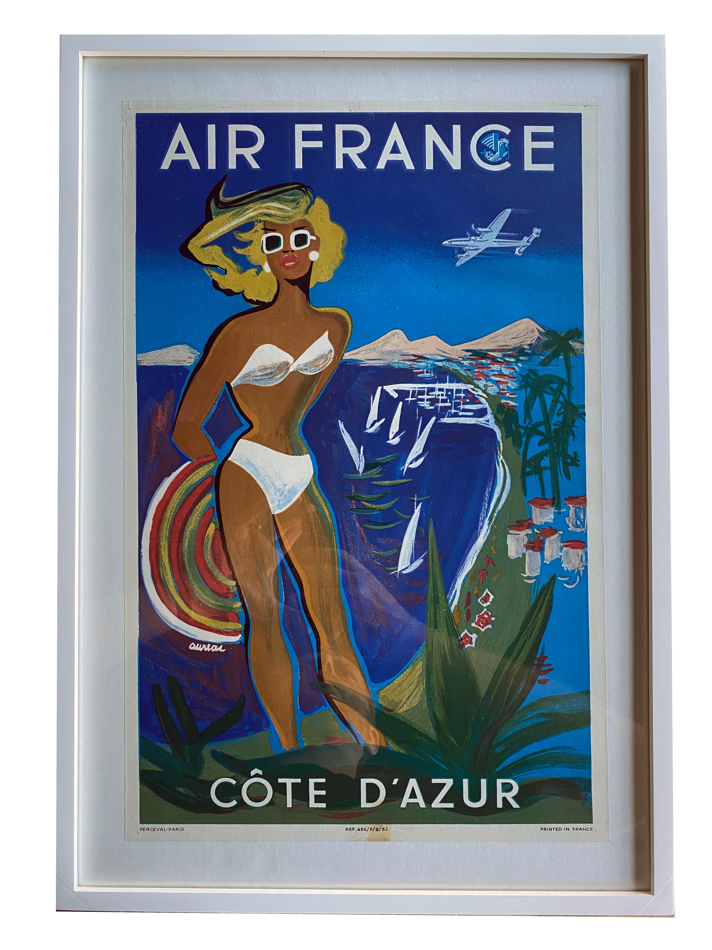 Vintage Airline Poster - Air France, Cote d'Azur