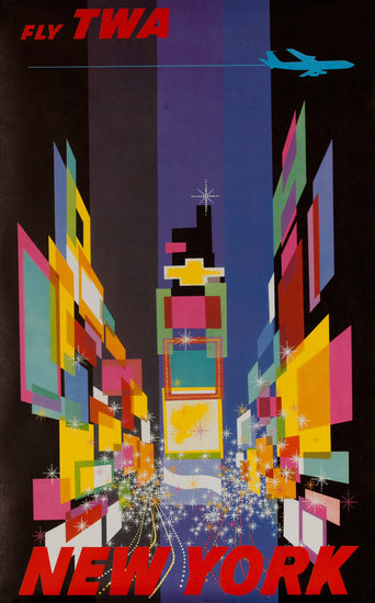 Vintage Airline Poster - Times Square, by David Klein - Small Version