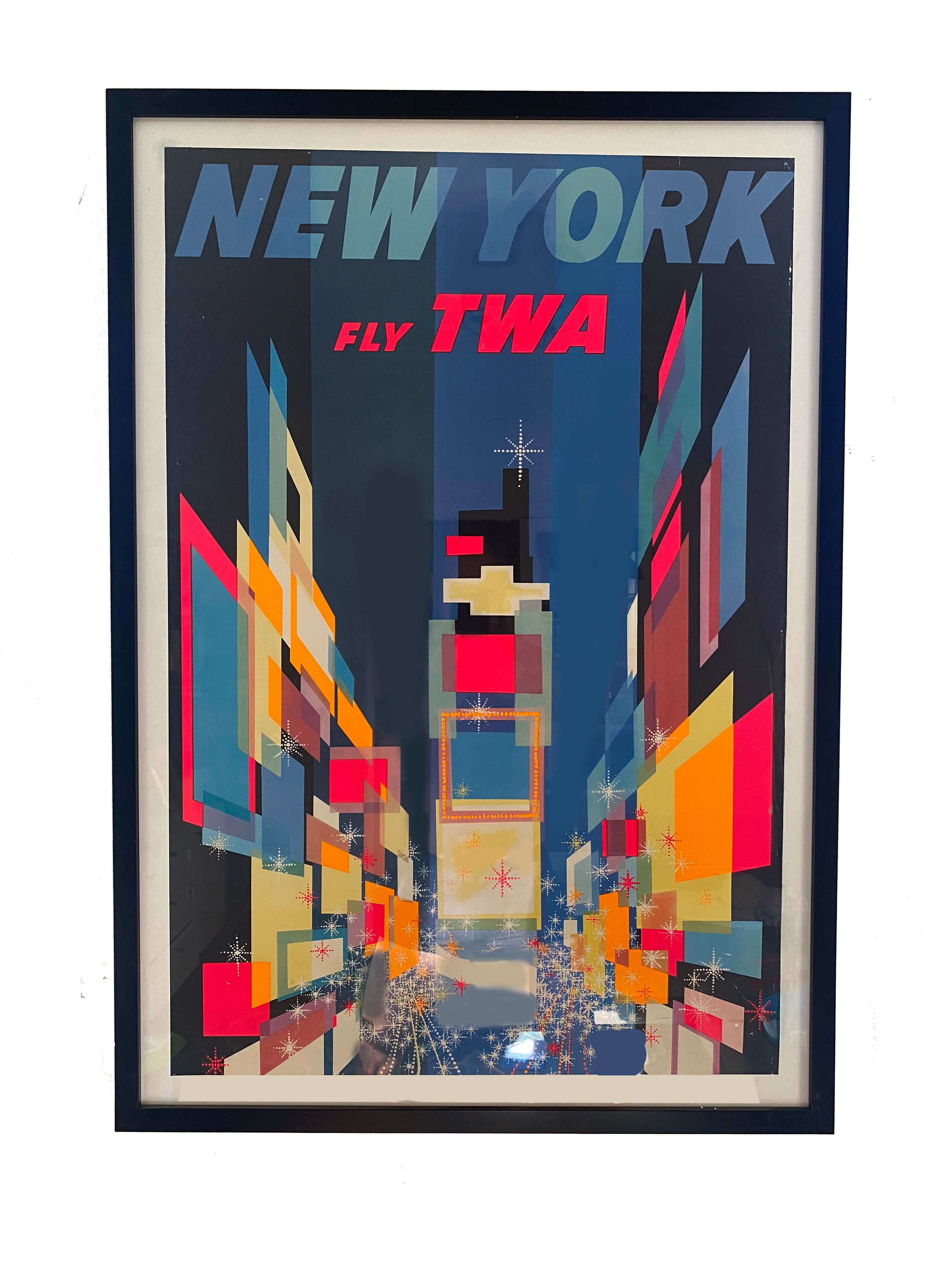 Vintage Airline Poster - Times Square by David Klein