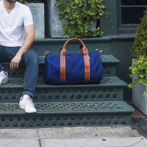 Men's Navy Canvas Weekender & Overnight Bag | Boarding Pass NYC