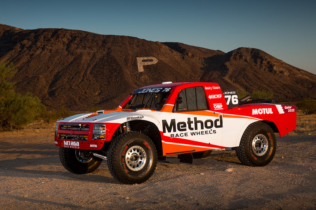 Jesse Jones Mason Trophy Truck with Method Race Wheels at sunset.