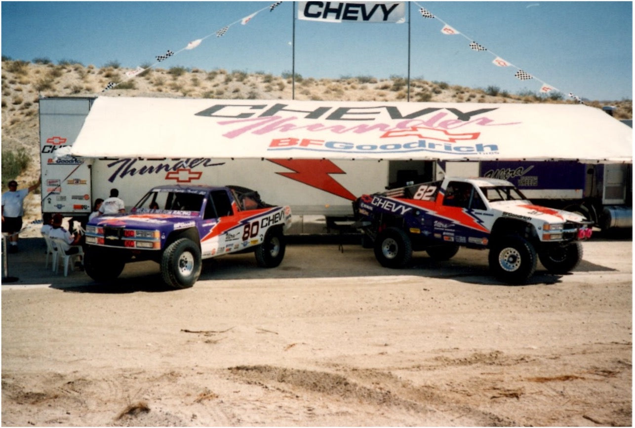 AJ Jones AWD Mason motorsports Trophy Truck in Chevy Lightning livery