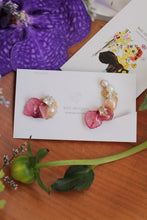 Asymmetrical Pink Hydrangea Earrings No.1