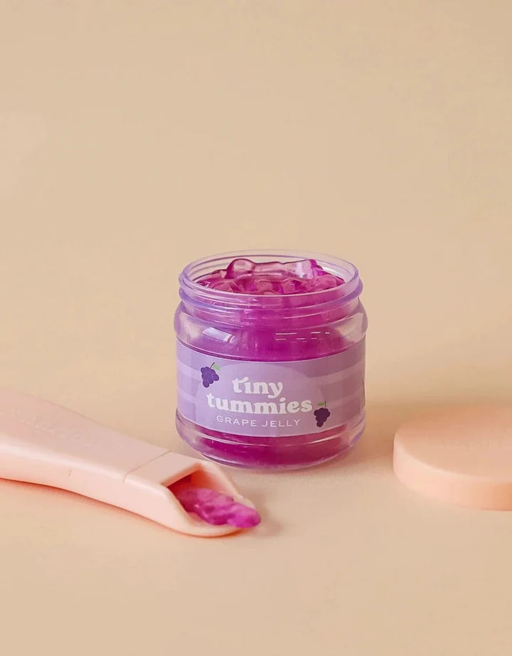 Tiny Harlow - Tiny Tummies Doll Food Jar and Spoon Set - Grape Jelly