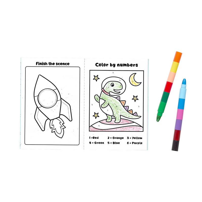 Mini Traveler Coloring + Activity Kit - Dinosaurs in Space
