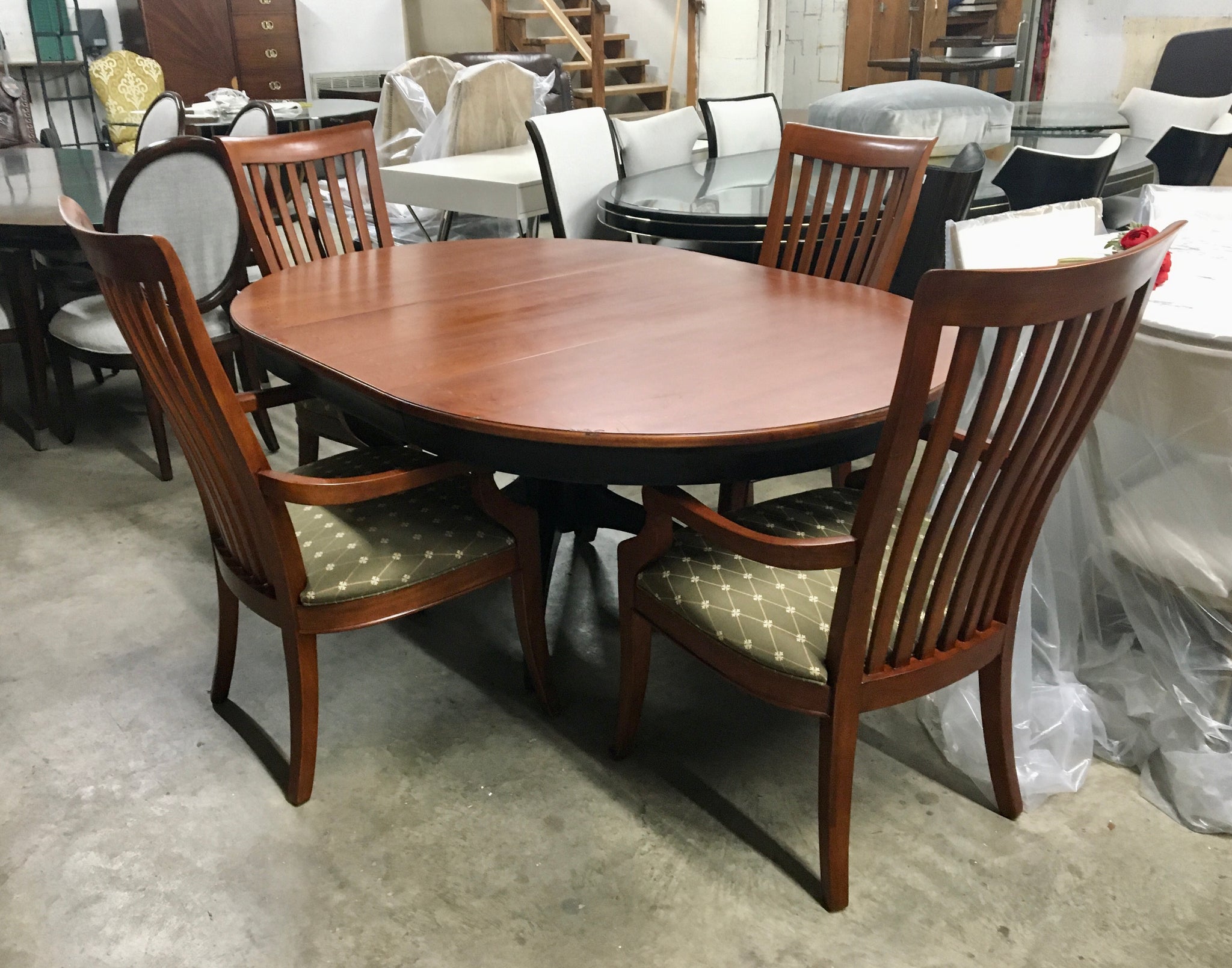 large oval kitchen table set