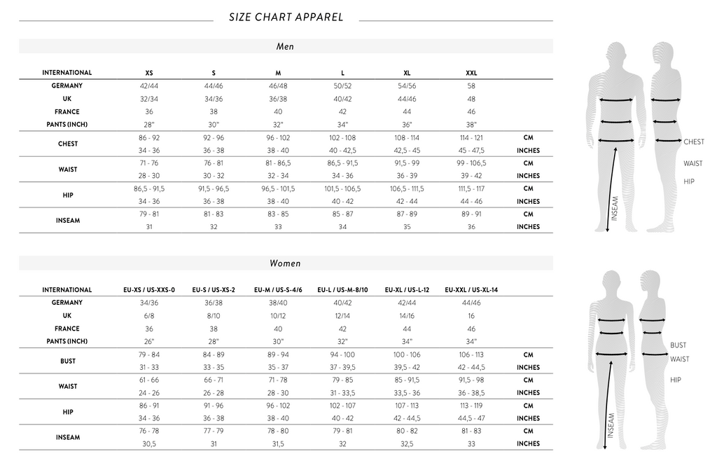 Scott Clothing Size Chart