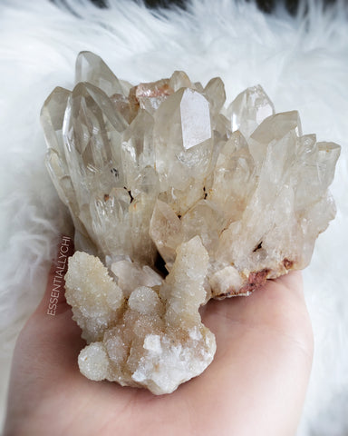 Rare Pale Citrine cluster from DRC Africa and a small citrine spirit quartz from Boekenhouthoek Africa. 