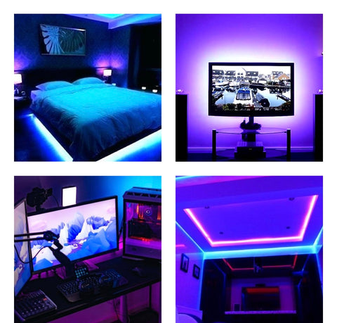 led strip lights around room