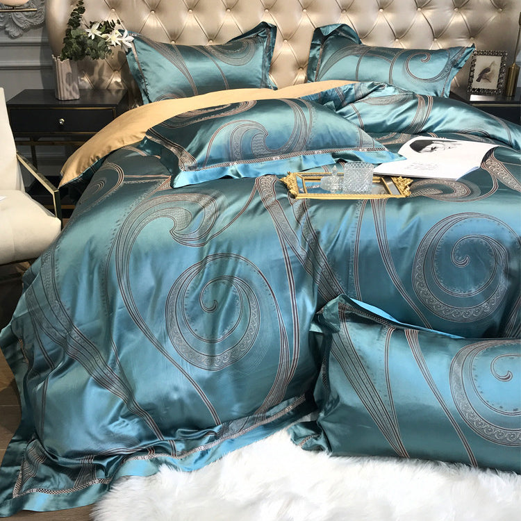 Sleeping Turquoise Duvet Cover Set Egyptian Cotton Wallencia