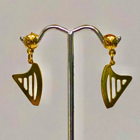 24K Gold Plated CELTIC or CLASSIC HARP POST EARRINGS –