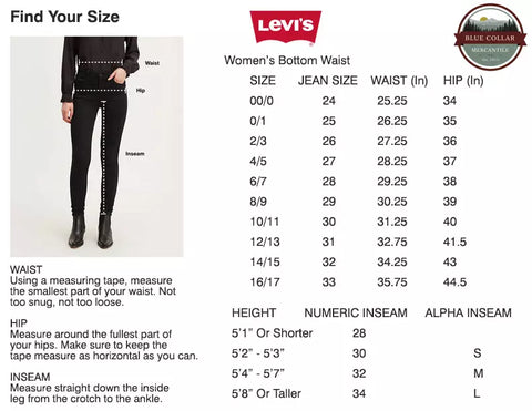 Levi's Women's Jeans Size Chart