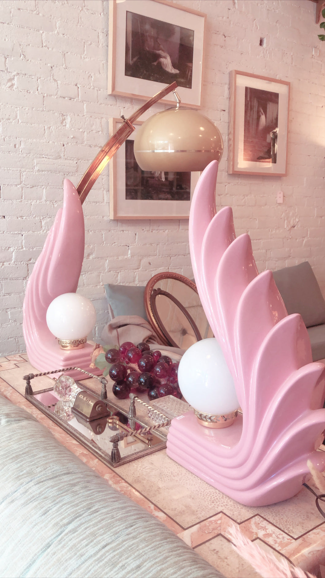 art deco pink lamp