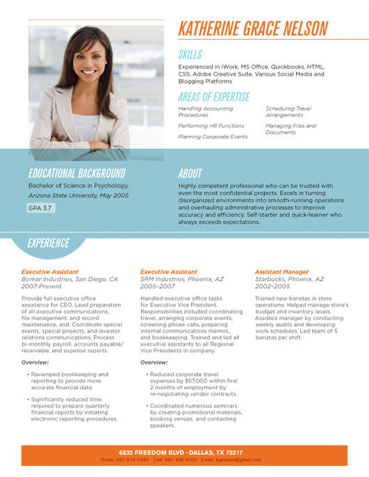 color resume templates free download orange and blue