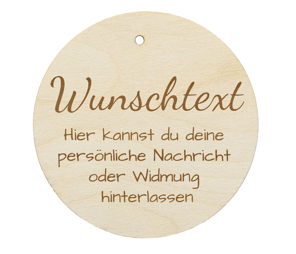 Geschenkanhänger personalisiert mit Wunschtext rund 8 oder 10 cm