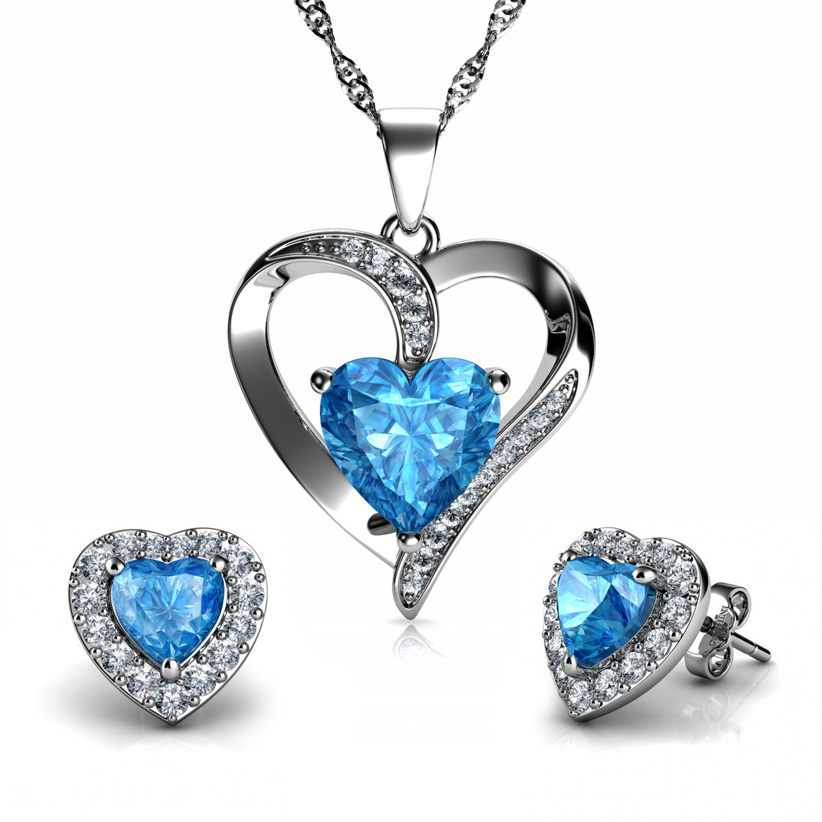 Women's Jewellery Set Heart Necklace Heart Earrings DEPHINI