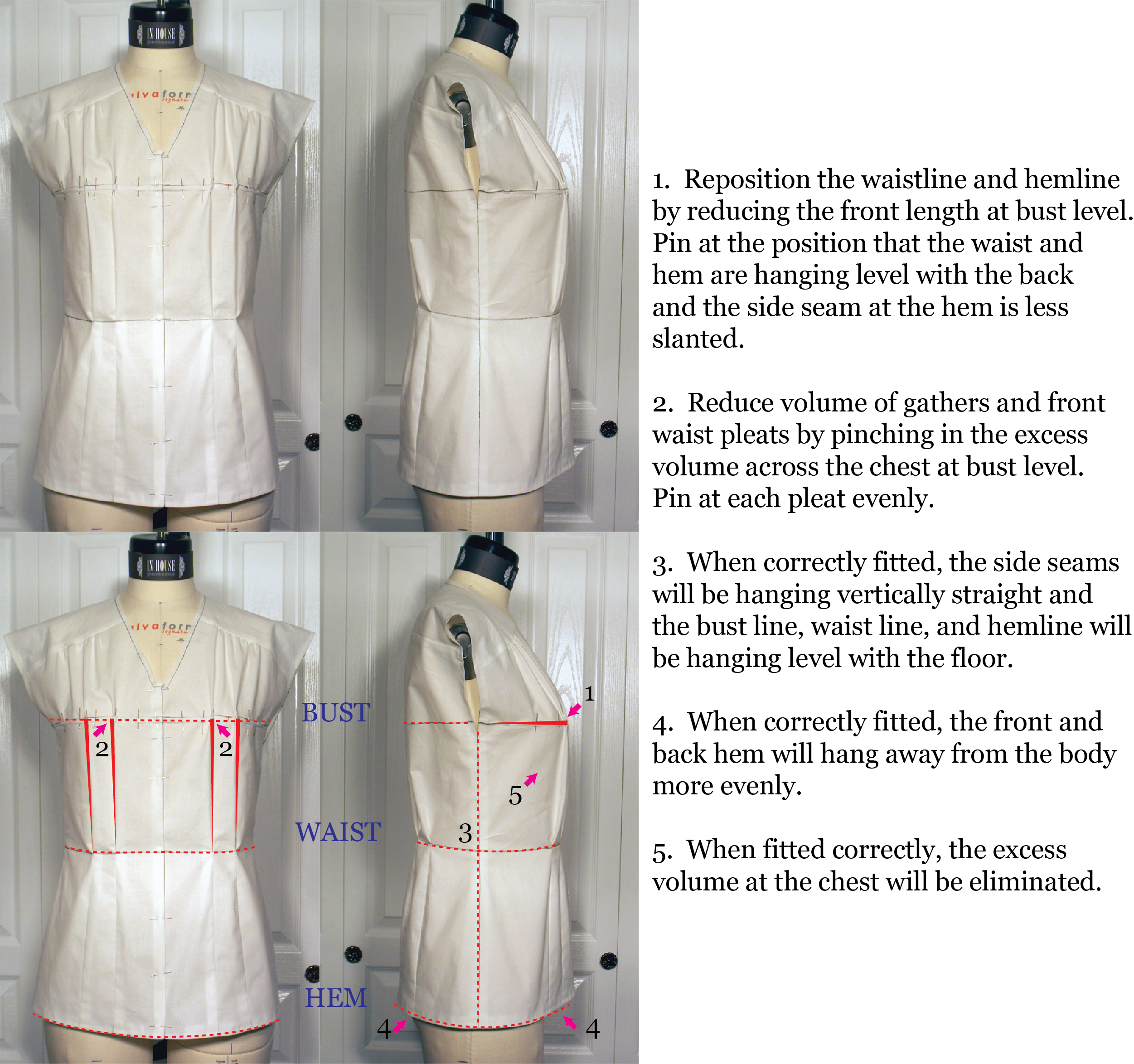 fitting and pattern corrections for small bust adjustment on a