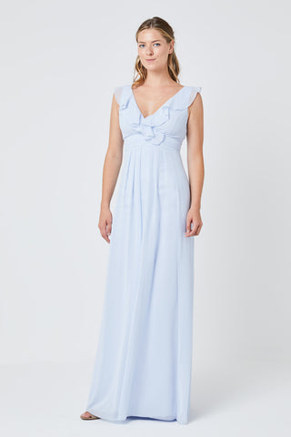 Grace Chiffon Double Slit Maxi Dress in Sky Blue