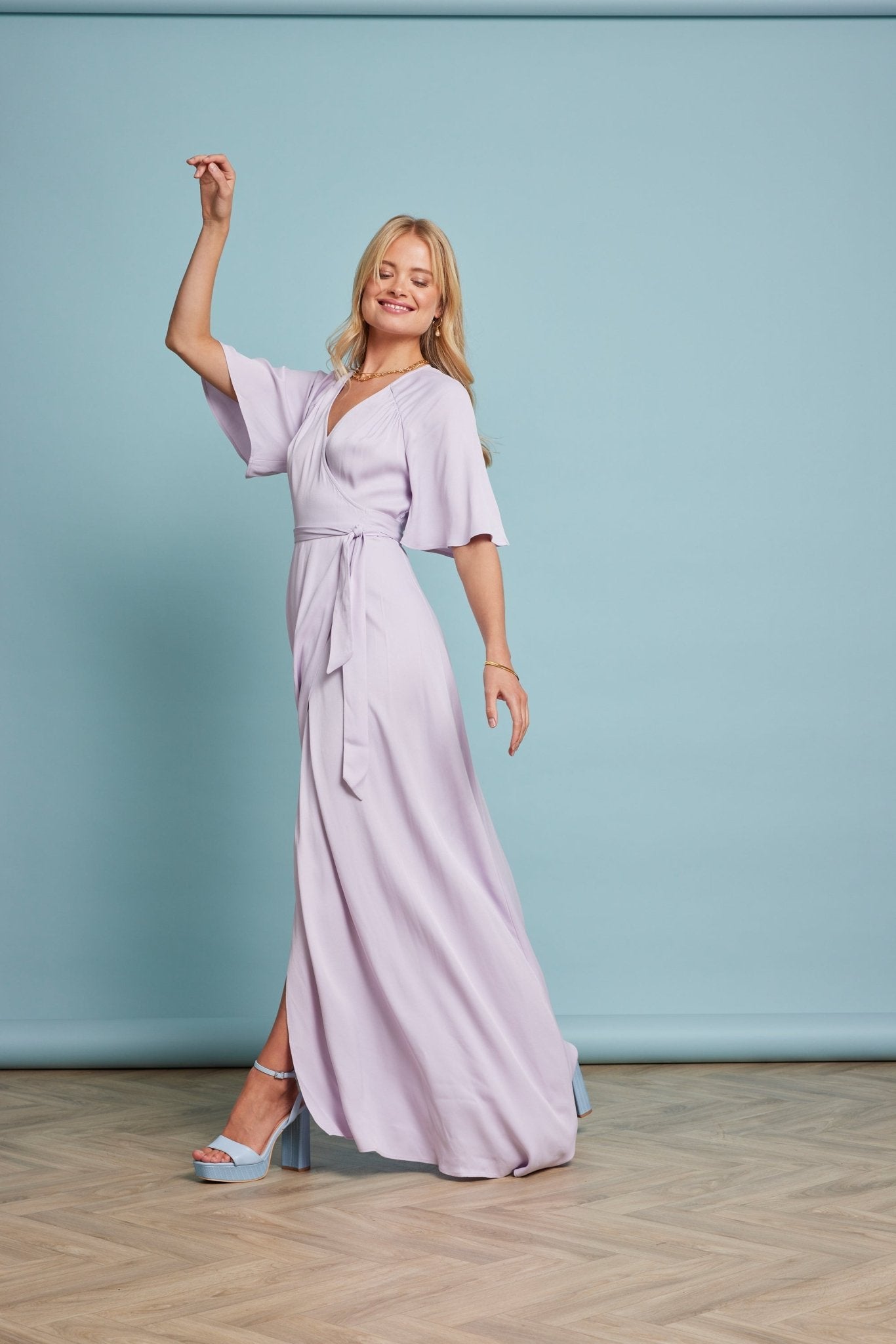 Margot Satin Wrap Dress - Lilac - Maids to Measure product image