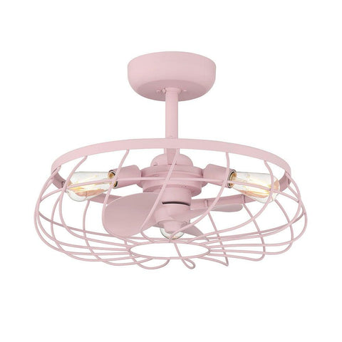 Ceiling fan with dimmable lights soft pink finish