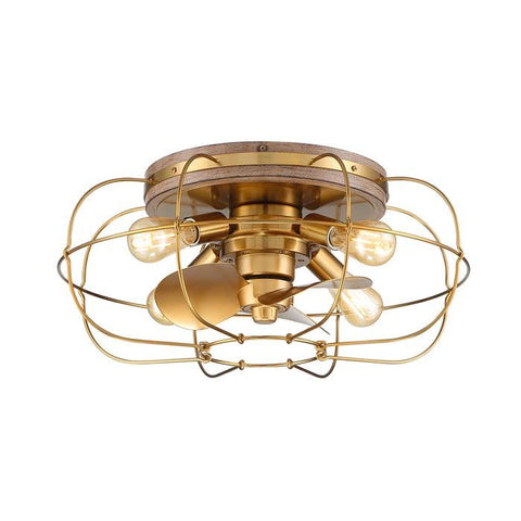 Flush Mount Ceiling Fan - Aged Brass Finish