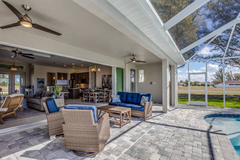 Outdoor living area poolside