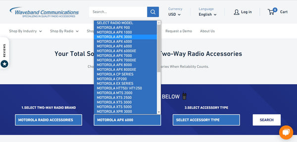 Sélectionner le modèle radio