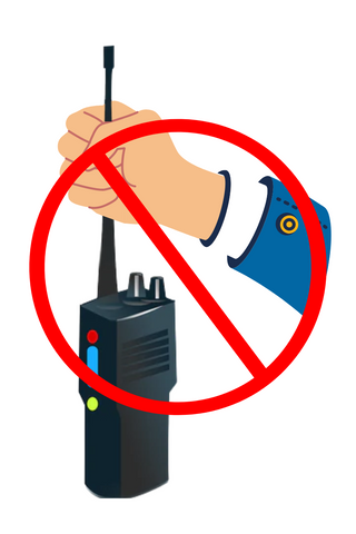 Person holding a two-way radio by the antenna