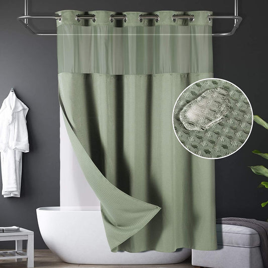 Lagute SnapHook Hook Free Waffle Fabric Shower Curtain with Snap-in Liner –  lagute