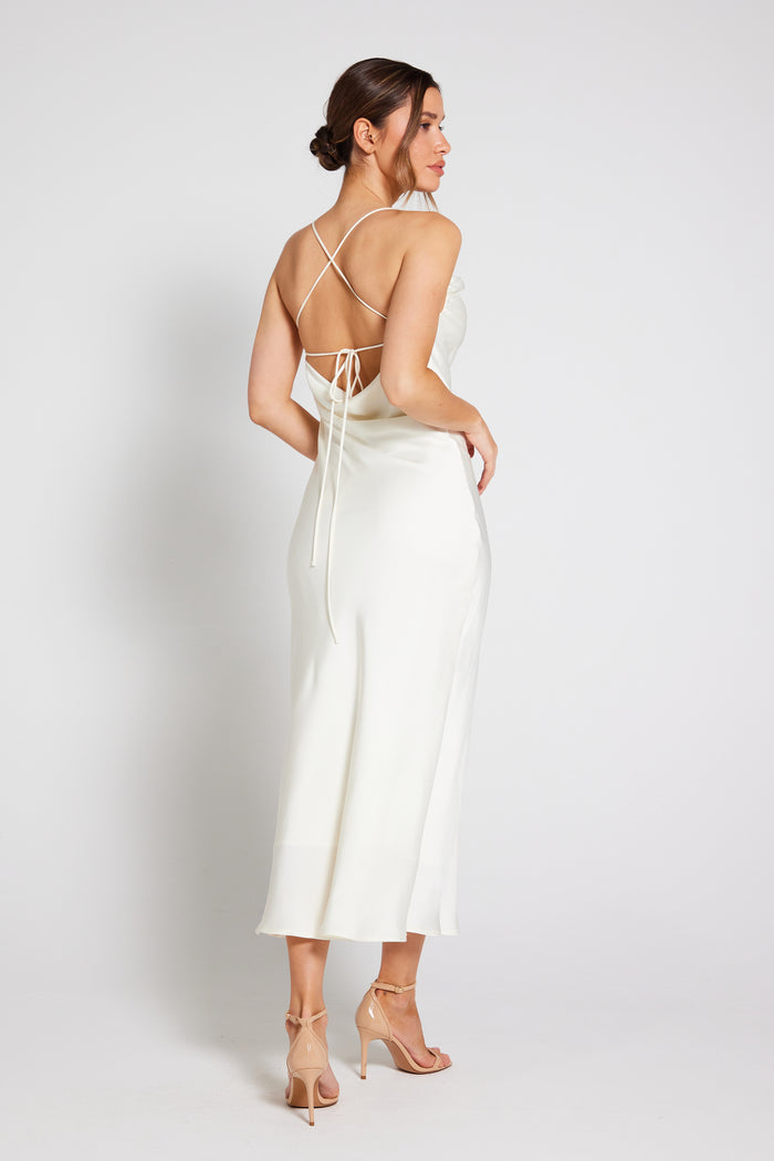 Chelsea Cowl Neck Backless Slip Dress in Champagne, Luxe Collection