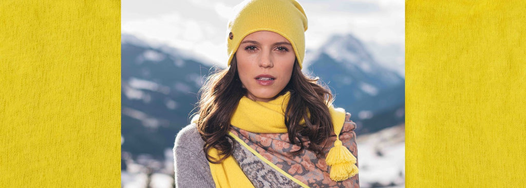 gelb als Trendfarbe im Winter 2020 macht gute Laune - cute stuff Cashmere Schal