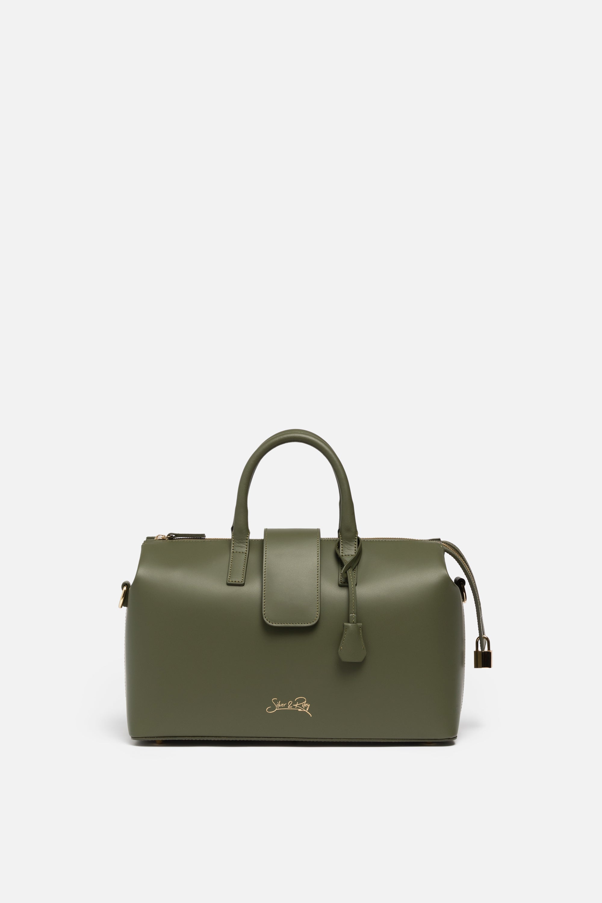 Carryall Duffle Leather Bag in Olive Green