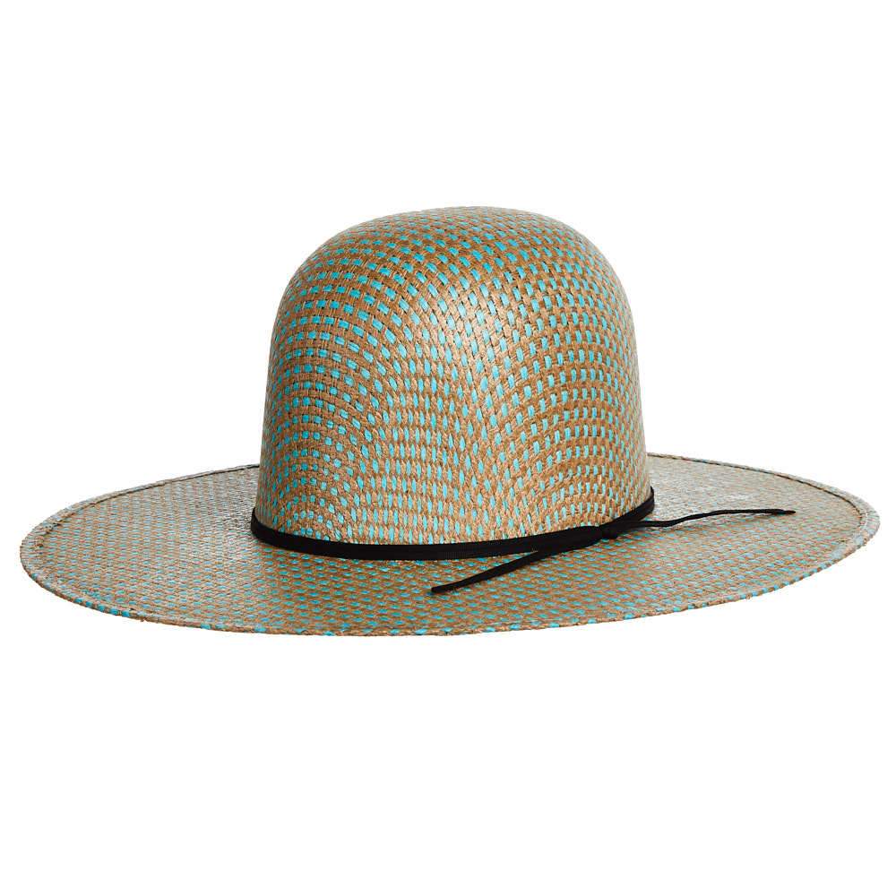 Image of Rodeo King Turquoise Jute Open Crown 4-1/2in. Brim Straw Cowboy Hat