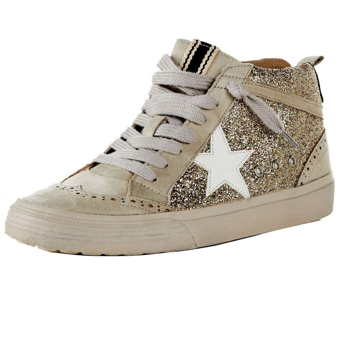 Shu Shop Ladies Gold Glitter Paulina High Top Casual Shoe