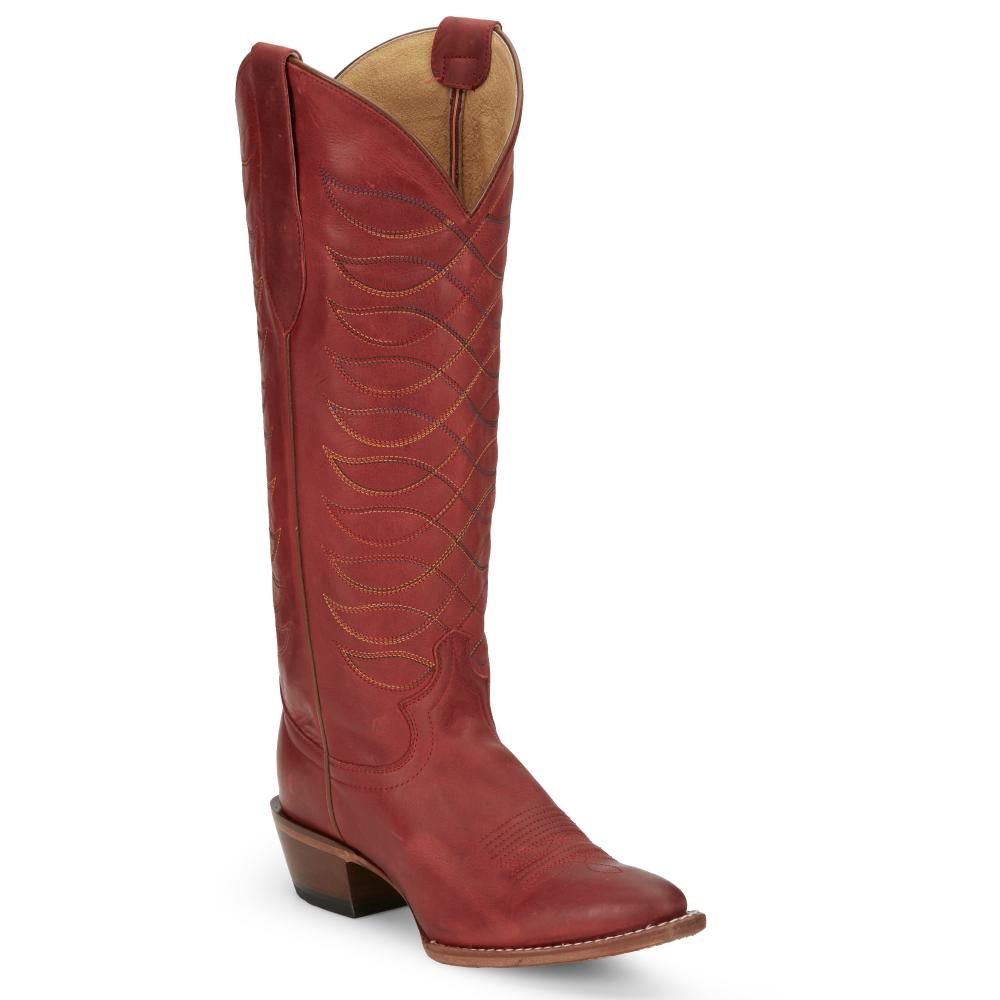 Image of Justin Boot Company Women's Vintage Whitley Red 15 In Top Round Toe Cowgirl Boot