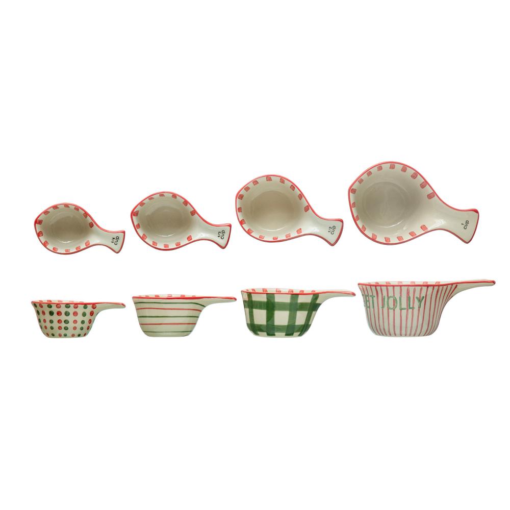 Image of Creative Co-Op Holiday Stoneware Measuring Cup Set