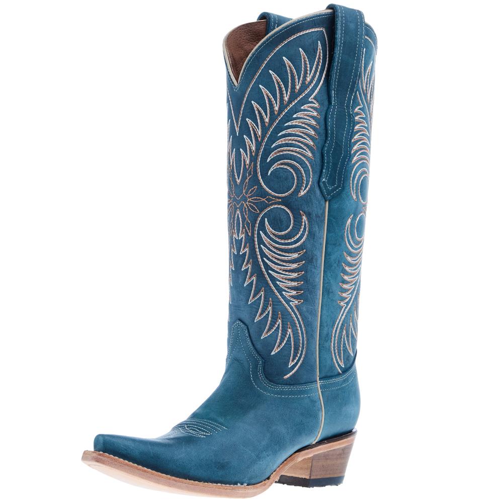 Image of Circle G Women`s Distressed Blue Embroidered 14In Top Boot