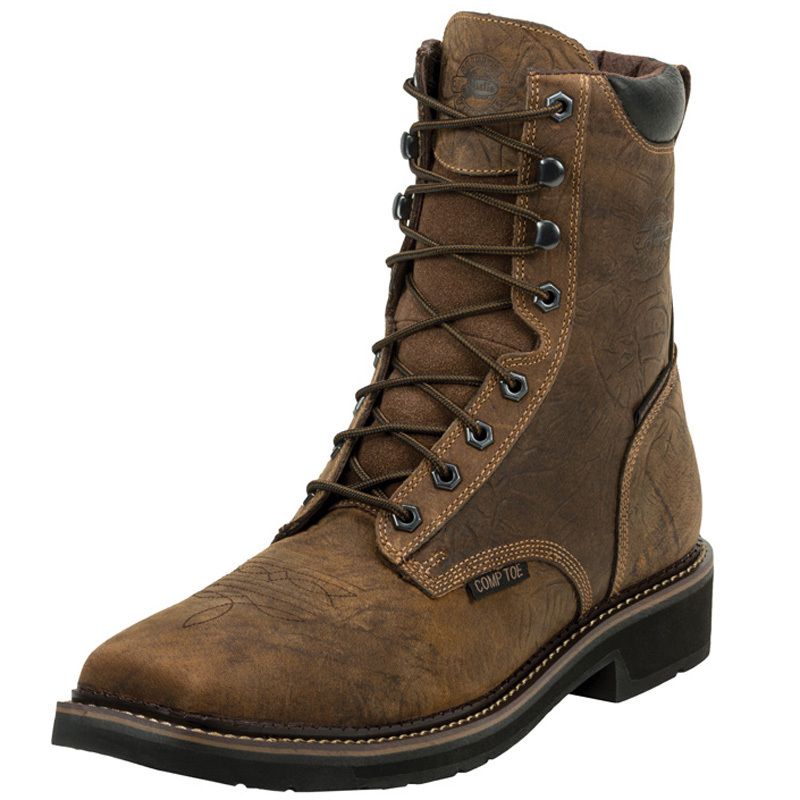 Justin Boots Men's Stampede Brown Lace Up Work Boot