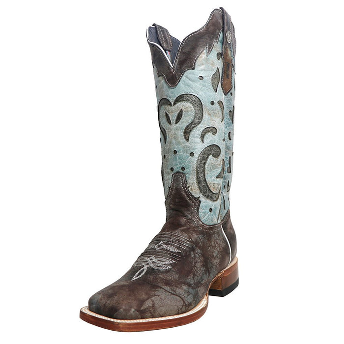 Sky Blue Inlay Top Cowgirl Boots 